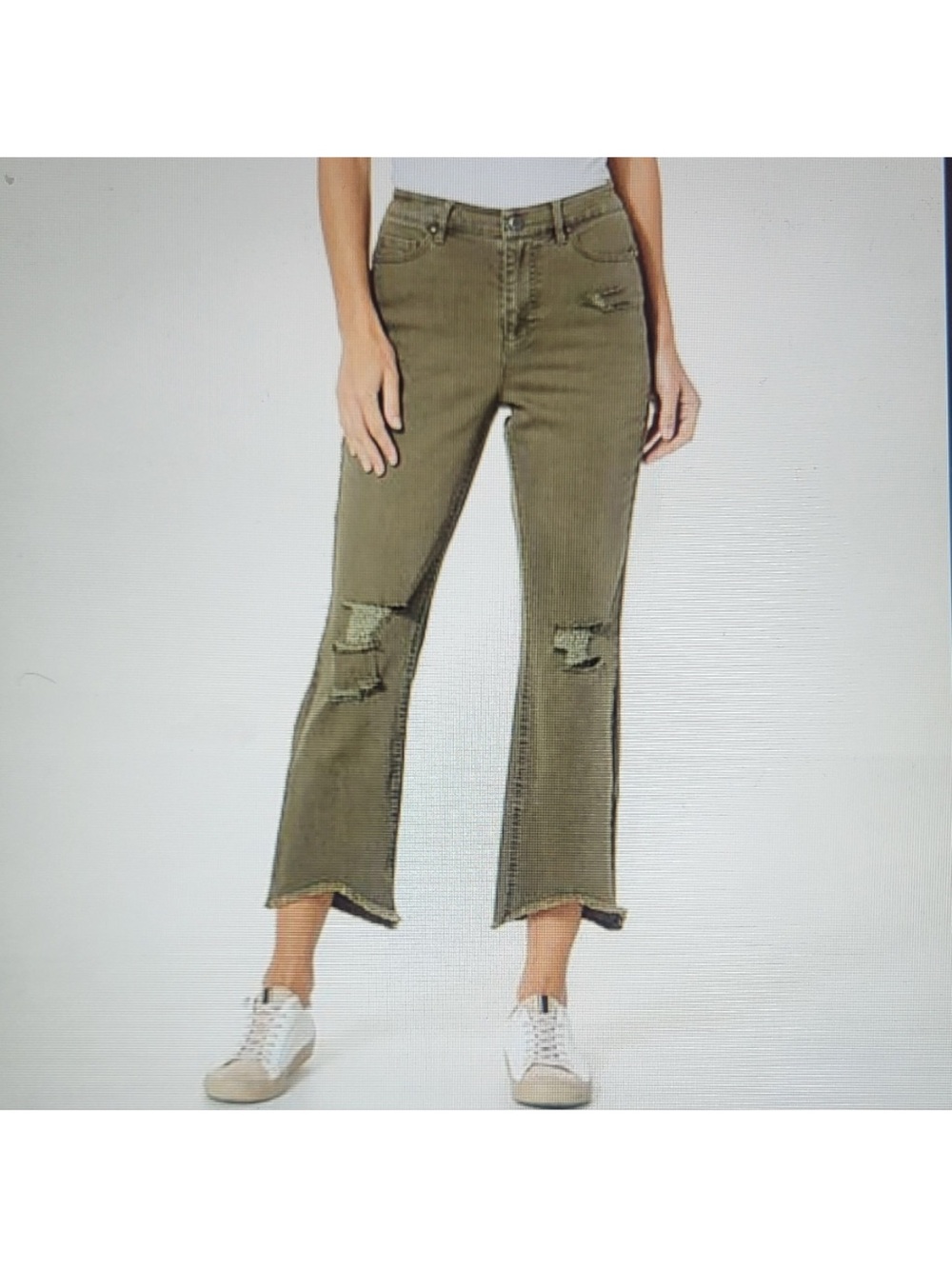 G by Giuliana Olive Green Distressed Straight Leg Jeans NWT retail: $59 size:2